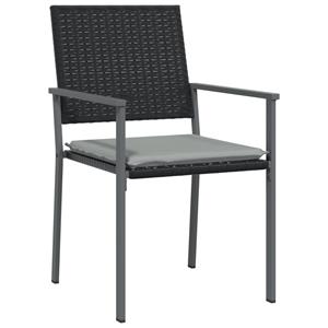 vidaXL Tuinstoelen 2 st met kussens 54x62,5x89 cm poly rattan zwart