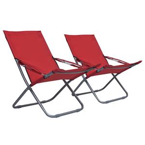 vidaXL Strandstoelen 2 st inklapbaar stof rood