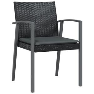 vidaXL Tuinstoelen 2 st met kussens 56,5x57x83 cm poly rattan zwart