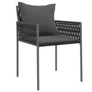 vidaXL Tuinstoelen 2 st met kussens 54x61x83 cm poly rattan zwart