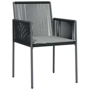 vidaXL Tuinstoelen 2 st met kussens 54x60,5x83,5 cm poly rattan zwart
