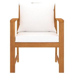 vidaXL Tuinstoelen 2 st met crèmekleurige kussens acaciahout