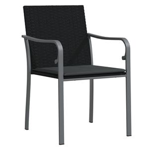 vidaXL Tuinstoelen 6 st met kussens 56x59x84 cm poly rattan zwart