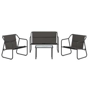 vidaXL 4-delige Loungeset met kussens staal antracietkleurig