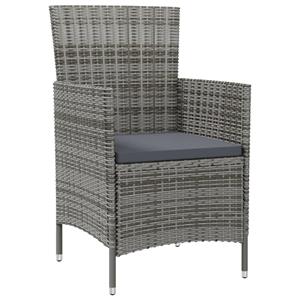 vidaXL 3-delige Tuinset met kussens poly rattan grijs