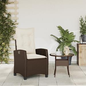 vidaXL Tuinstoel verstelbaar met kussens poly rattan bruin