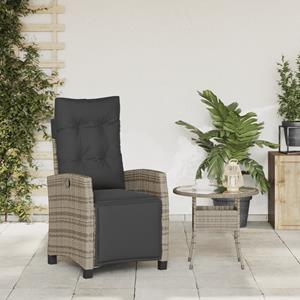 vidaXL Tuinstoel verstelbaar met voetensteun poly rattan grijs