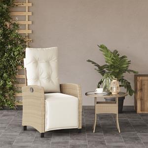 vidaXL Tuinstoel verstelbaar met voetensteun poly rattan beige