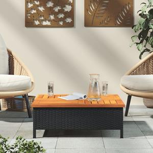 vidaXL Tuintafel 70x70x25 cm poly rattan en acaciahout zwart