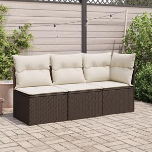 vidaXL Loungesofa Gartensofa ohne Armlehnen mit Kissen Braun Poly Rattan