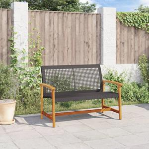 vidaXL Tuinbank 112 cm poly rattan en acaciahout zwart