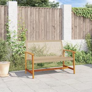 vidaXL Tuinbank 112 cm poly rattan en acaciahout beige