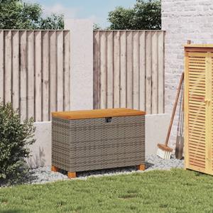 vidaXL Tuinbox 80x40x48 cm poly rattan en acaciahout grijs