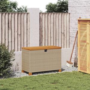 vidaXL Tuinbox 80x40x48 cm poly rattan en acaciahout beige