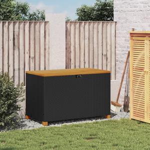 vidaXL Tuinbox 110x55x63 cm poly rattan en acaciahout zwart