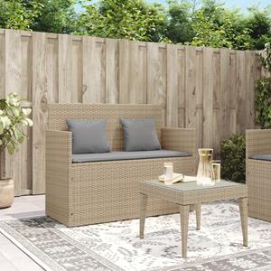 vidaXL Tuinbank met kussens poly rattan beige