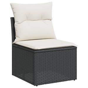 vidaXL 3-delige Loungeset met kussens poly rattan zwart