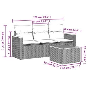 vidaXL 4-delige Loungeset met kussens poly rattan zwart