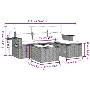vidaXL 4-delige Loungeset met kussens poly rattan beige