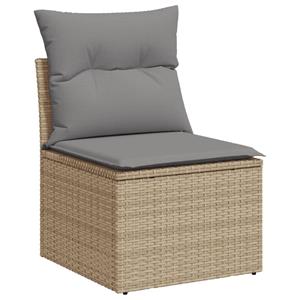 vidaXL 4-delige Loungeset met kussens poly rattan beige