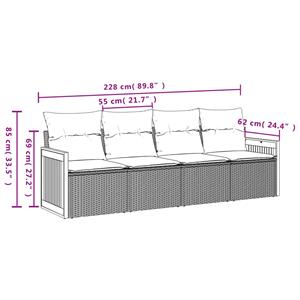 vidaXL 4-delige Loungeset met kussens poly rattan zwart