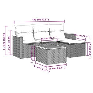 vidaXL 5-delige Loungeset met kussens poly rattan zwart