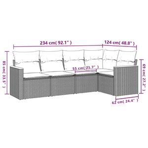 vidaXL 5-delige Loungeset met kussens poly rattan zwart