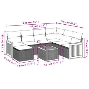 vidaXL 8-delige Loungeset met kussens poly rattan beige