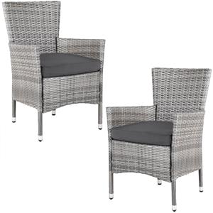 Casaria Polyrattan Tuinstoelen Stapelbaar 2 Stuks Grijs