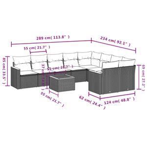vidaXL 10-delige Loungeset met kussens poly rattan beige
