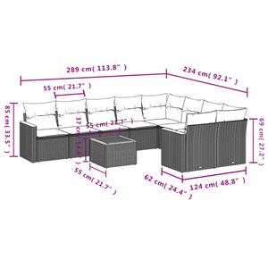 vidaXL 10-delige Loungeset met kussens poly rattan beige