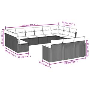 vidaXL 13-delige Loungeset met kussens poly rattan zwart