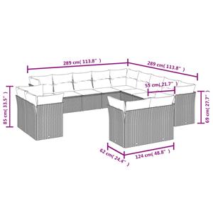 vidaXL 13-delige Loungeset met kussens poly rattan grijs
