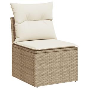 vidaXL 3-delige Loungeset met kussens poly rattan beige