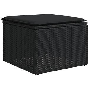 vidaXL 4-delige Loungeset met kussens poly rattan zwart