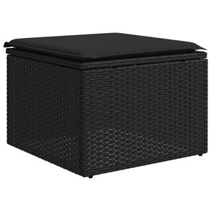 vidaXL 5-delige Loungeset met kussens poly rattan zwart