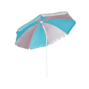 Merkloos Parasol - blauw/wit - gestreept - D120 cm - UV-bescherming - incl. draagtas -