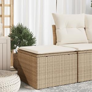 VidaXL Tuinkruk met kussen 55x55x37 cm poly rattan beige