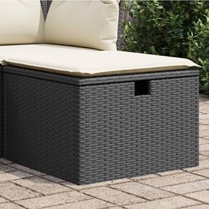 VidaXL Tuinkruk met kussen 55x55x37 cm poly rattan zwart