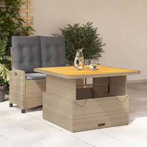 vidaxl 2-delige Tuinset met kussens poly rattan beige