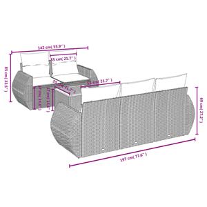 vidaXL 6-delige Loungeset met kussens poly rattan beige