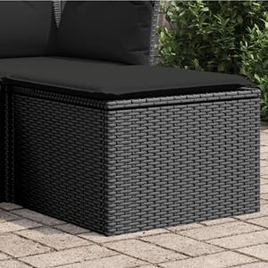 VidaXL Tuinkruk met kussen 55x55x37 cm poly rattan zwart