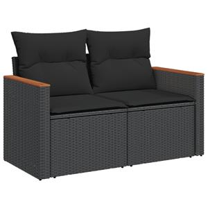 vidaXL 4-delige Loungeset met kussens poly rattan zwart