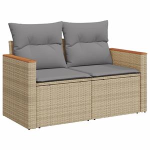 vidaXL 4-delige Loungeset met kussens poly rattan gemengd beige