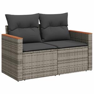 vidaXL 4-delige Loungeset met kussens poly rattan grijs