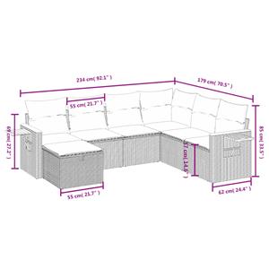 vidaXL 7-delige Loungeset met kussens poly rattan zwart