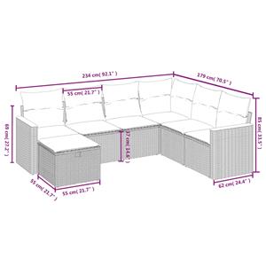 vidaXL 7-delige Loungeset met kussens poly rattan gemengd beige