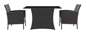 Artistiq Living Artistiq Loungeset Tarah Tafel + 2 stoelen, Polyrotan - Zwart