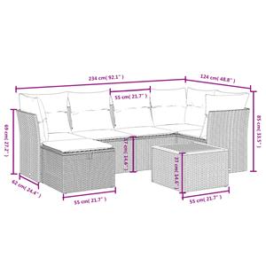 vidaXL 7-delige Loungeset met kussens poly rattan beige