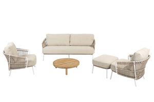 4 Seasons Outdoor Sofaset Dalias 5-delig inclusief voetenbank en salontafel Finn